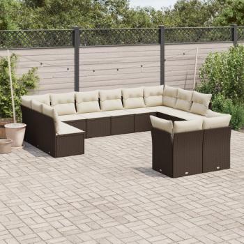 ARDEBO.de - 12-tlg. Garten-Sofagarnitur mit Kissen Braun Poly Rattan