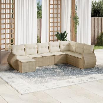 ARDEBO.de - 8-tlg. Garten-Sofagarnitur mit Kissen Beige Poly Rattan