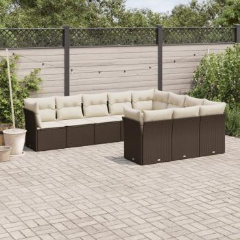 ARDEBO.de - 10-tlg. Garten-Sofagarnitur mit Kissen Braun Poly Rattan