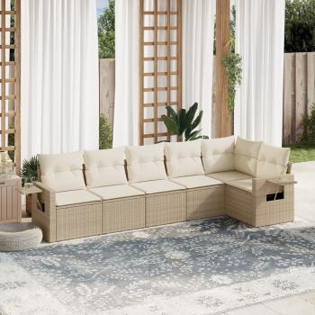 ARDEBO.de - 6-tlg. Garten-Sofagarnitur mit Kissen Beige Poly Rattan