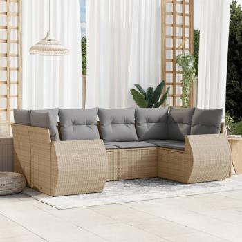 ARDEBO.de - 6-tlg. Garten-Sofagarnitur mit Kissen Beige Poly Rattan