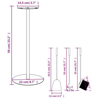 4-tlg. Kaminwerkzeug-Set 22x59 cm Stahl