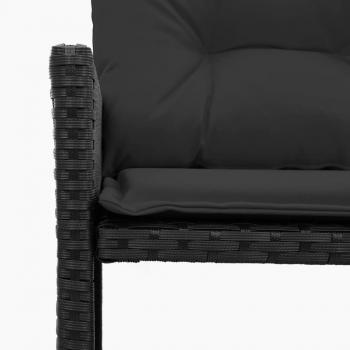 Gartensofa in L-Form mit Tisch und Kissen Schwarz Poly Rattan