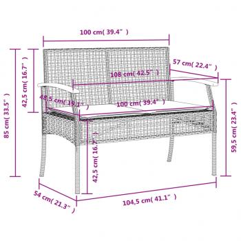 5-tlg. Garten-Essgruppe mit Kissen Grau Poly Rattan