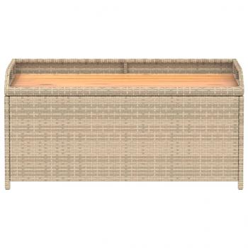 Bank mit Stauraum Beige 100x50x52 cm Poly Rattan Akazienholz