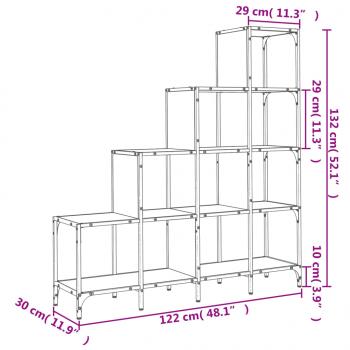 Bücherregal Braun Eiche-Optik 122x30x132cm Holzwerkstoff Metall