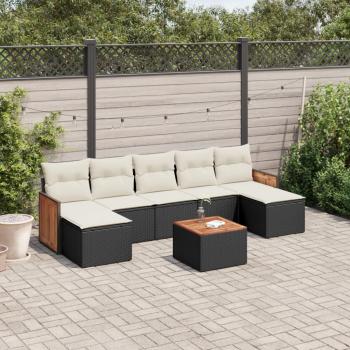 ARDEBO.de - 8-tlg. Garten-Sofagarnitur mit Kissen Schwarz Poly Rattan