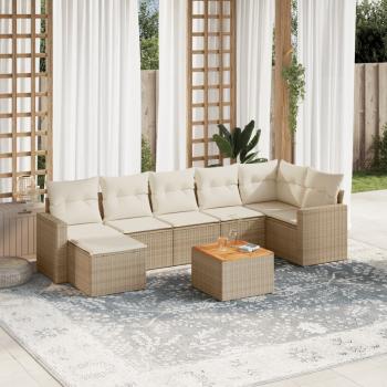 ARDEBO.de - 8-tlg. Garten-Sofagarnitur mit Kissen Beige Poly Rattan