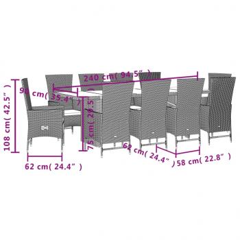 11-tlg. Garten-Essgruppe mit Kissen Beige Poly Rattan