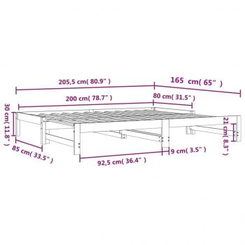 Tagesbett Ausziehbar Wachsbraun 80x200 cm Massivholz Kiefer