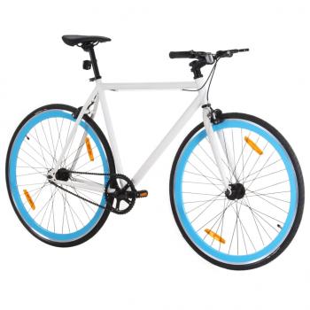 Fahrrad mit Festem Gang Weiß und Blau 700c 59 cm