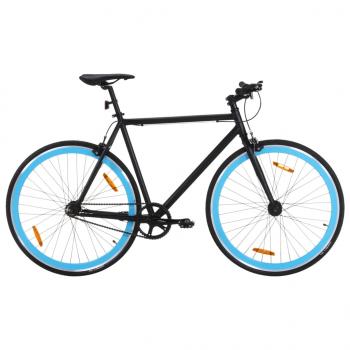 ARDEBO.de - Fahrrad mit Festem Gang Schwarz und Blau 700c 51 cm