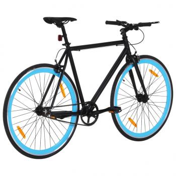 Fahrrad mit Festem Gang Schwarz und Blau 700c 51 cm