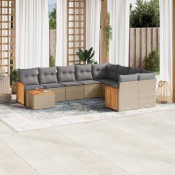 ARDEBO.de - 10-tlg. Garten-Sofagarnitur mit Kissen Beige Poly Rattan