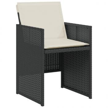 3-tlg. Bistro-Set mit Kissen Schwarz Poly Rattan