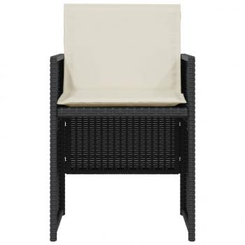 3-tlg. Bistro-Set mit Kissen Schwarz Poly Rattan