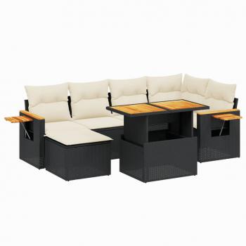 8-tlg. Garten-Sofagarnitur mit Kissen Schwarz Poly Rattan