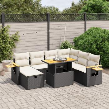 ARDEBO.de - 8-tlg. Garten-Sofagarnitur mit Kissen Schwarz Poly Rattan