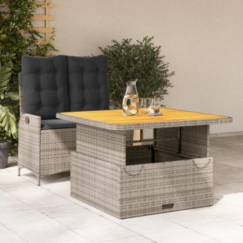 ARDEBO.de - 2-tlg. Garten-Essgruppe mit Kissen Grau Poly Rattan