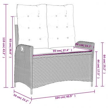 2-tlg. Garten-Essgruppe mit Kissen Grau Poly Rattan