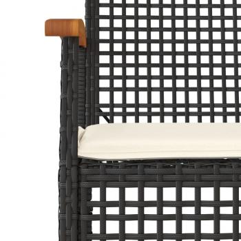 7-tlg. Garten-Essgruppe mit Kissen Schwarz Poly Rattan