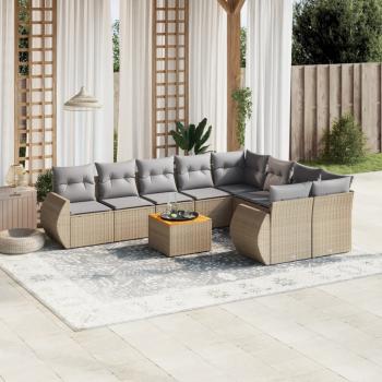 ARDEBO.de - 10-tlg. Garten-Sofagarnitur mit Kissen Beige Poly Rattan