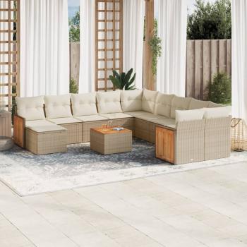 ARDEBO.de - 12-tlg. Garten-Sofagarnitur mit Kissen Beige Poly Rattan