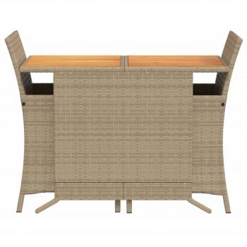 3-tlg. Bistro-Set mit Kissen Beige Poly Rattan