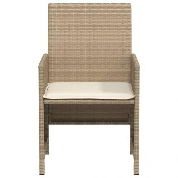 3-tlg. Bistro-Set mit Kissen Beige Poly Rattan