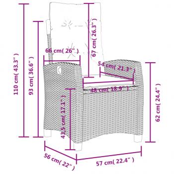 3-tlg. Garten-Essgruppe mit Kissen Beige Poly Rattan