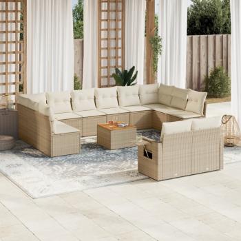 ARDEBO.de - 13-tlg. Garten-Sofagarnitur mit Kissen Beige Poly Rattan