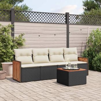 ARDEBO.de - 5-tlg. Garten-Sofagarnitur mit Kissen Schwarz Poly Rattan