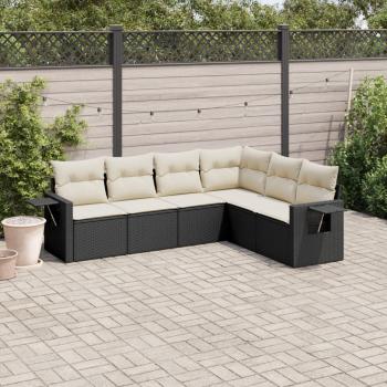 ARDEBO.de - 6-tlg. Garten-Sofagarnitur mit Kissen Schwarz Poly Rattan