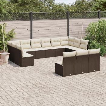 ARDEBO.de - 13-tlg. Garten-Sofagarnitur mit Kissen Braun Poly Rattan