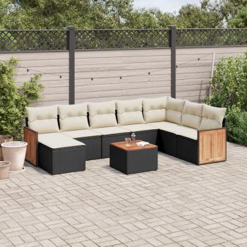 ARDEBO.de - 9-tlg. Garten-Sofagarnitur mit Kissen Schwarz Poly Rattan