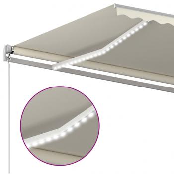 Markise Manuell Einziehbar mit LED 6x3,5 m Creme