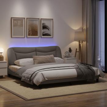 Bettgestell mit LED Taupe 180x200 cm Stoff