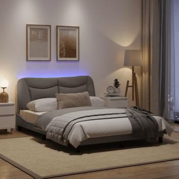 Bettgestell mit LED Taupe 140x200 cm Stoff