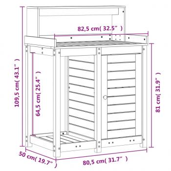 Pflanztisch mit Ablagen 82,5x50x109,5 cm Massivholz Kiefer