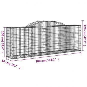 Gabionen mit Hochbogen 30 Stk 300x50x100/120cm Verzinktes Eisen