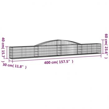 Gabionen mit Hochbogen 5 Stk. 400x30x40/60 cm Verzinktes Eisen