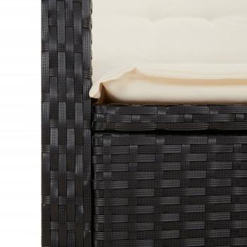 7-tlg. Garten-Essgruppe mit Kissen Schwarz Poly Rattan