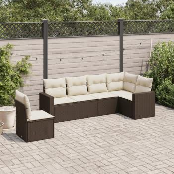 ARDEBO.de - 6-tlg. Garten-Sofagarnitur mit Kissen Braun Poly Rattan