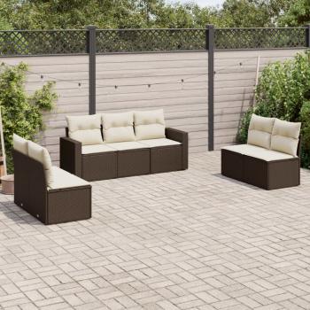 ARDEBO.de - 7-tlg. Garten-Sofagarnitur mit Kissen Braun Poly Rattan