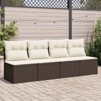 ARDEBO.de - Gartensofa mit Kissen 4-Sitzer Braun Poly Rattan