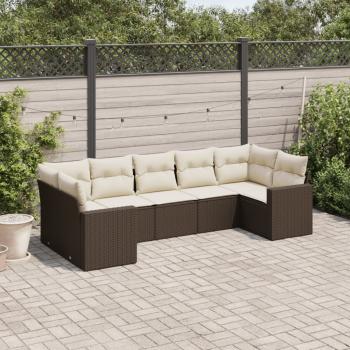 ARDEBO.de - 7-tlg. Garten-Sofagarnitur mit Kissen Braun Poly Rattan