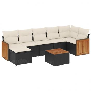 ARDEBO.de - 8-tlg. Garten-Sofagarnitur mit Kissen Schwarz Poly Rattan