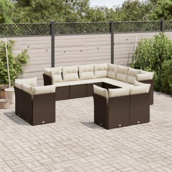 ARDEBO.de - 11-tlg. Garten-Sofagarnitur mit Kissen Braun Poly Rattan