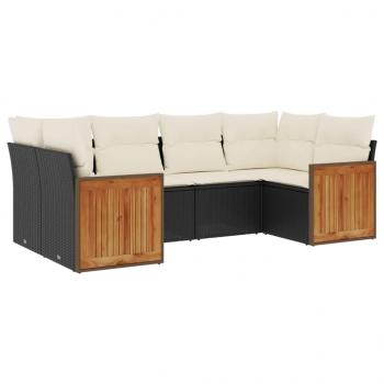 ARDEBO.de - 6-tlg. Garten-Sofagarnitur mit Kissen Schwarz Poly Rattan