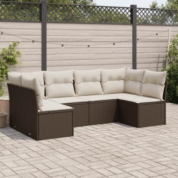 ARDEBO.de - 6-tlg. Garten-Sofagarnitur mit Kissen Braun Poly Rattan